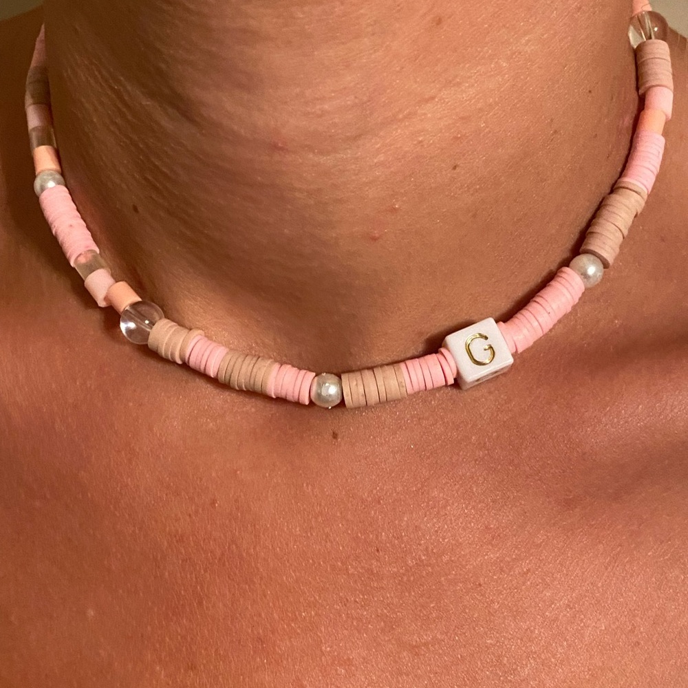 Pearl and fimo G necklace